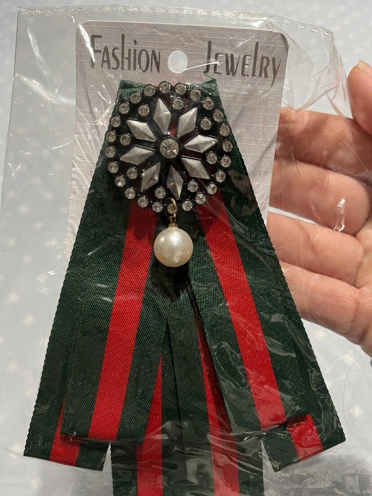 New Green And Red Jeweled Pin